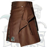 Premium Brown with Black Watch Weathered Tartan Hybrid Kilt – Scottish Heritage by BattleOfKilts